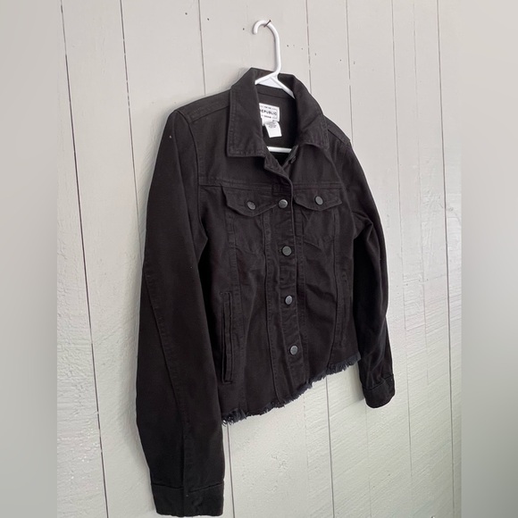 For The Republic Black Raw Hem Denim Jacket - Picture 5 of 12